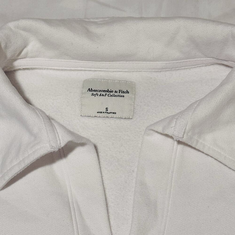 Abercrombie & Fitch Soft A&F Collection White Fleece Sweatshirt S Boxy Preppy - Picture 2 of 4